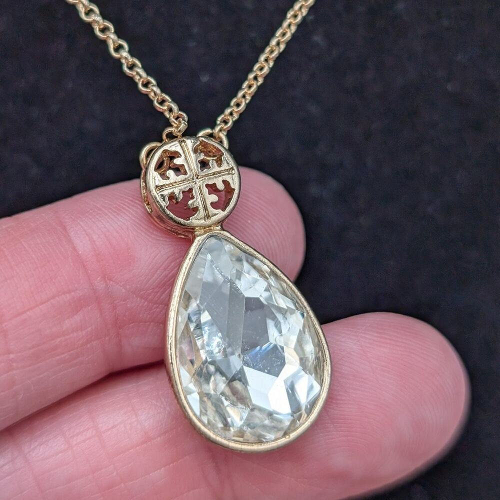 Isis Creative Necklace Earrings Set Gold Tone Clear Crystal Pendant Cross Charm